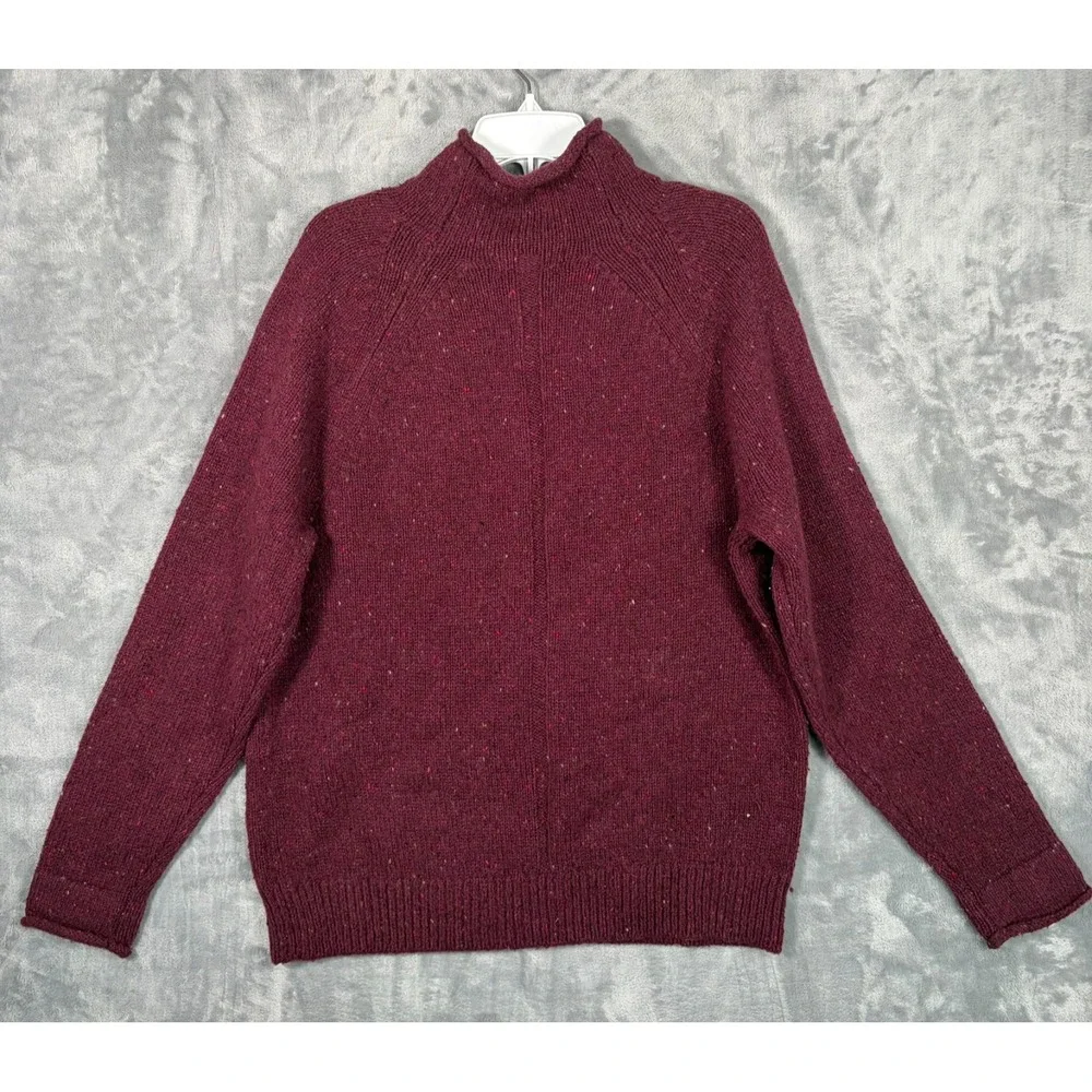Banana Republic Donegal Roll Neck Sweater Mens Medium Burgundy Red Wool Blend